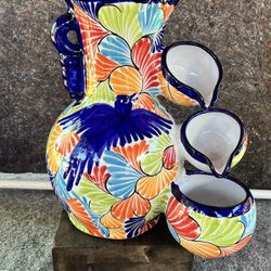 Mexican Talavera Water Fountain, Pottery, Planters.