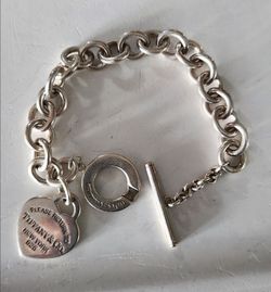 Authentic Sterling Tiffany Heart toggle bracelet- engraved jeweler can  remove easily