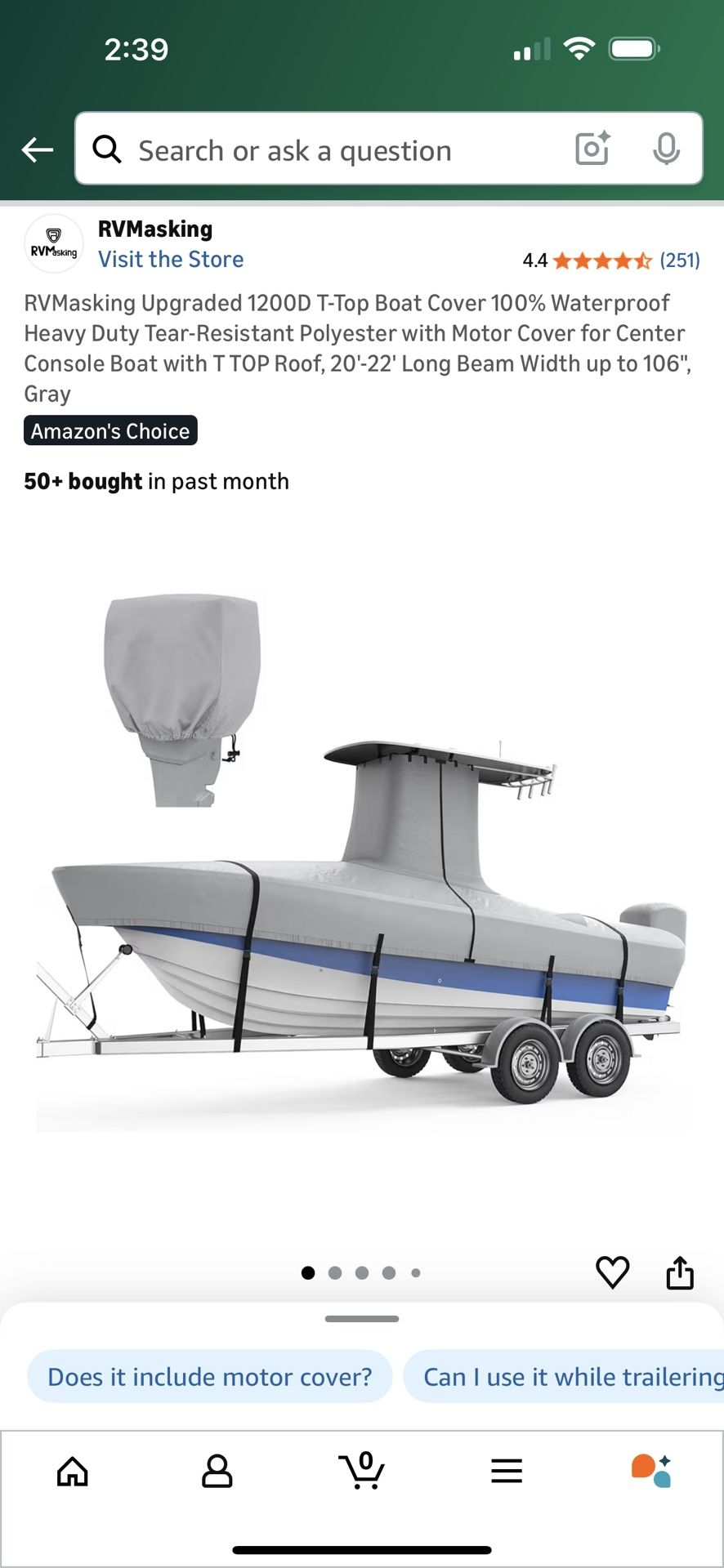 Boat Cover 20-22 Ft Center Console