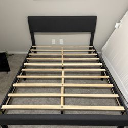 Modern Upholstered Queen Bed Frame w/ Headboard, $130 (OBO)