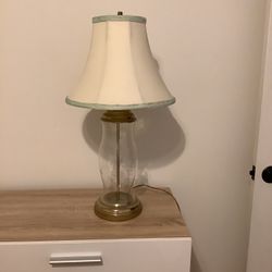 Vintage Princess House Crystal Etched Glass Lamp With Gold Trim And Shade 