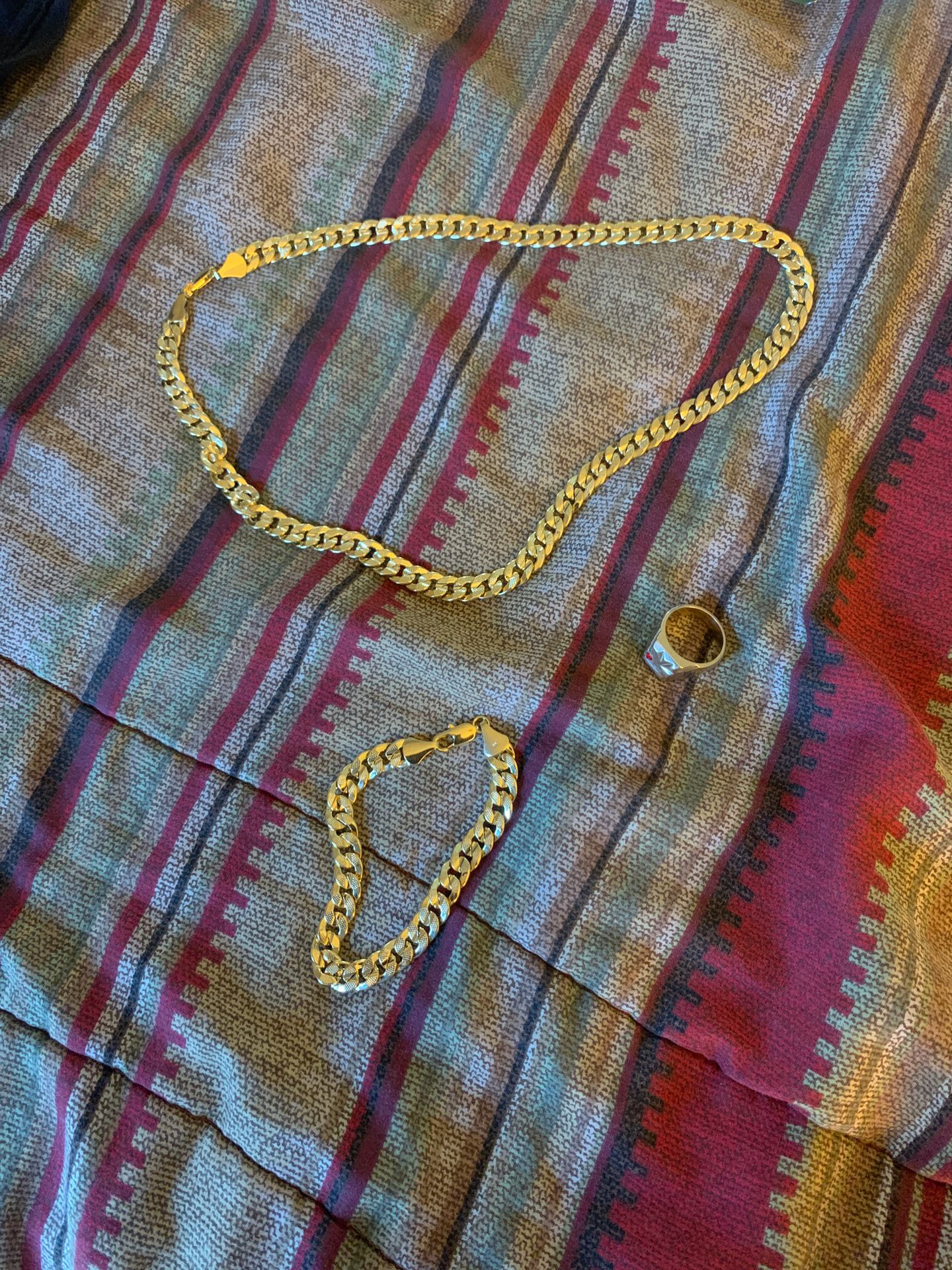 18k gold chain & bracelet & ring