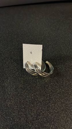 Silver tone triple hoop style