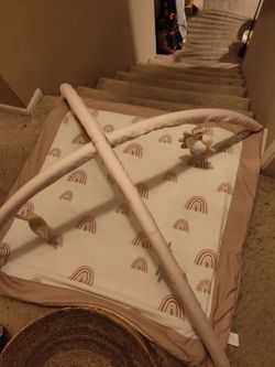 Baby Play Gym Mat with Rainbow Print