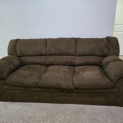 Comfortable Couch / Sofa, Brown Microfiber, with Pillow Top Arms, Clean & Great Condition