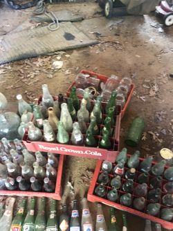 vintage bottle collection with crates