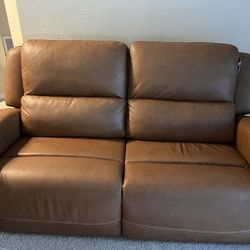 Living space leather recliner sofa.