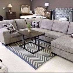 Oversized Platinum Sectional Brand New Ashley Couch 