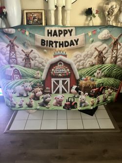 Happy Birthday Back Drop Plus Decorations