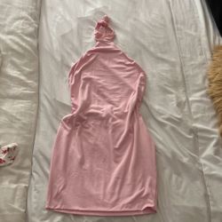 Halter top pink mini dress backless