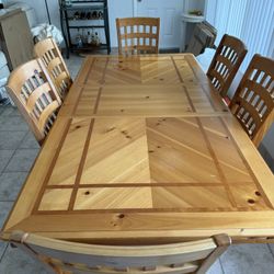Wood Dining Table With Leaf And 6 Chairs