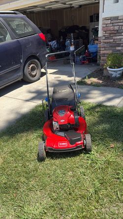 Total selfpropelle four wheel, gas lawnmower, X and condition 99% new works great pet 650 selling for 350