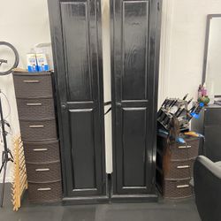Black 4 Shelved Stand Alone Cabinets 