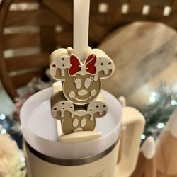 Mickey & Minnie Gingerbread Straw Topper Set – Stacking Stopper – Fits Bottom of Straw Above Lid