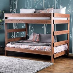 Brand New Mahogany Solid Wood Full Over Full Bunk Bed