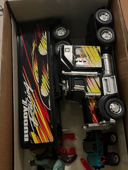 Vintage Buddy L Racing Kenworth Hauler Toy, Original , Perfect Condition