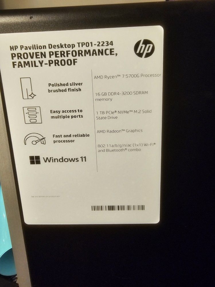 Hp Pavilion Tp01-2234 Desktop Computer, With Samsung Curved 27" Screen