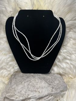 3 Strand Faux Pearl Seed Bead Necklace 