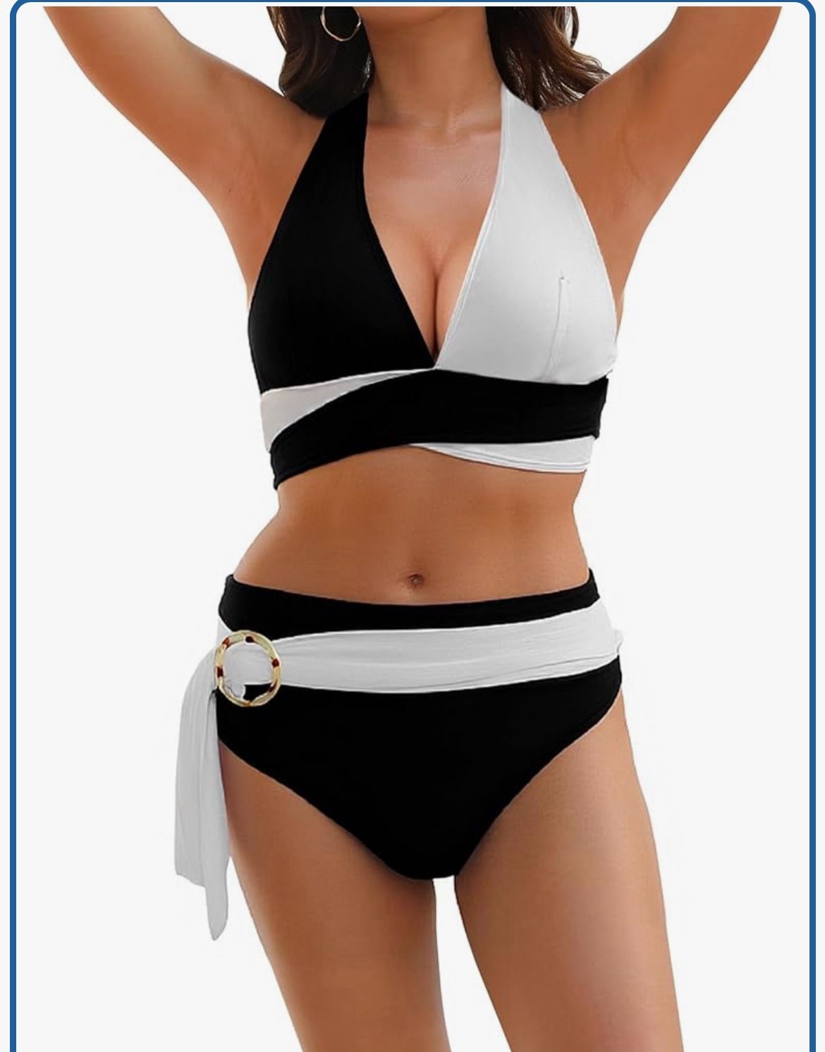 Brand: Uaunega Women Bikini Sets, Halter Push Up Tummy Control Swimsuits Color Block Two Piece Mid Waisted Bathing Suit Brand new. Never been used. St