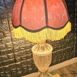 Vintage Fringe Lamp W/Crystal Base