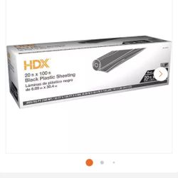 HDX Plastic Sheeting Black— 20’ x 100’ NEW IN BOX