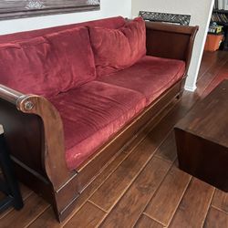 Large Red Wood Couch