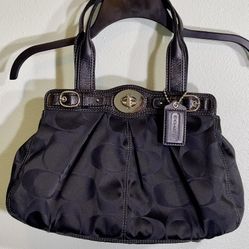 Authentic Coach Signature C Canvas Gathered Black Magic Bag