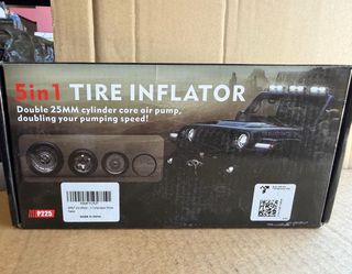 5‑in‑1 Cordless Tire Inflator Portable Air Compressor, 150PSI Dual‑Cylinder Rechargeable Air Pump with Emergency Light & Auto‑Shut‑Off for Car Tires, 