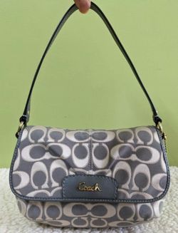 Coach Outline Signature Flap Top Handle Pouch Grey