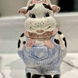 Vintage World Showcase Ceramic Cow Cookie Jar – Overalls Farmhouse Decor