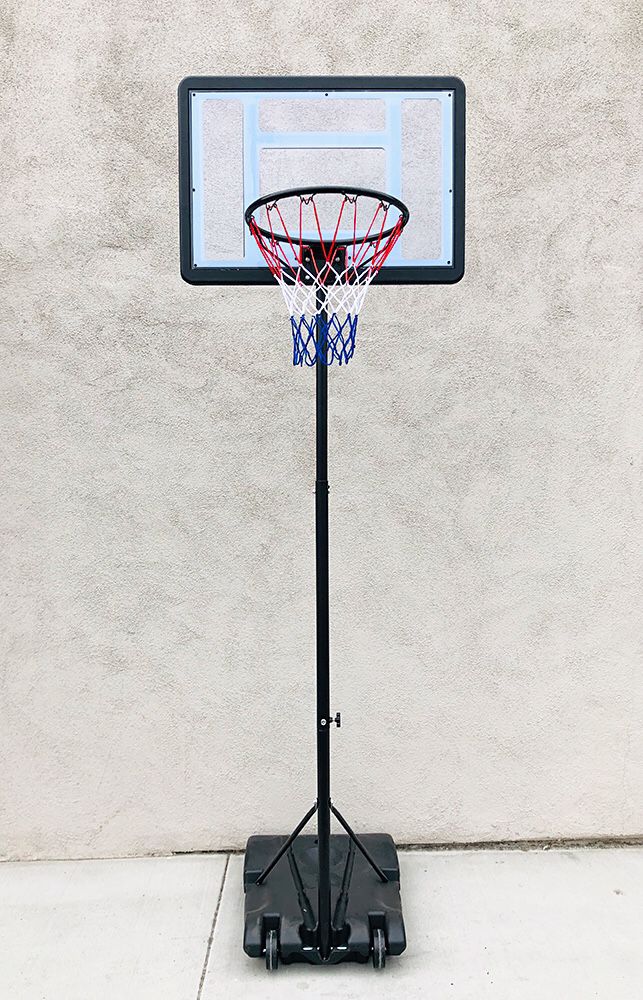 New $65 Junior Kids Sports Basketball Hoop 31x23” Backboard, Adjustable Rim Height 5’ to 7’