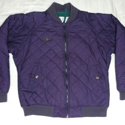 Vintage Columbia Purple Quilted Radial Bomber Jacket with Green Liner SIZE Med.