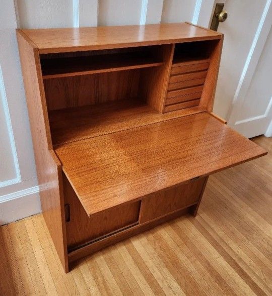 Danish Teak Drop-down Legal Secretary Desk