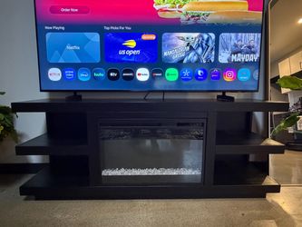 Cruise Black 65" Electric Fireplace Wood TV Stand