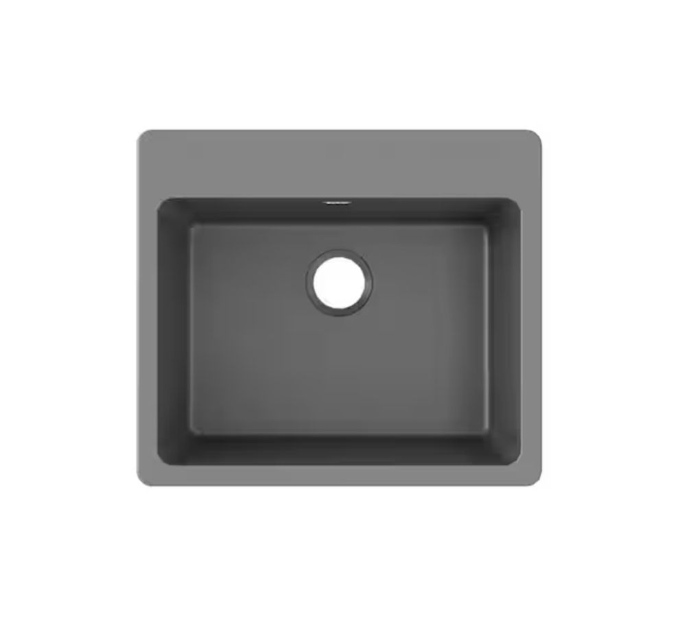 Elkay Quartz Classic 25 in. Drop-in Single Bowl Dusk Gray Granite/Quartz Composite Kitchen Sink Only