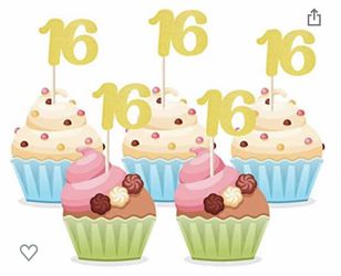 Cake toppers 16 Birthday 48 Pcs