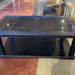 Onyx Lattice Glass Panel Coffee Table