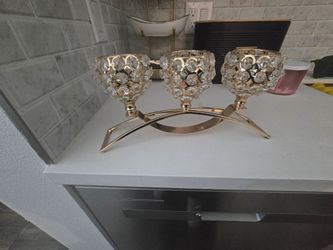 Gold & Crystal 3-Candle Centerpiece