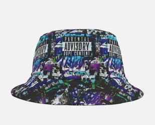 Street Style Bucket Hat, Trendy Hip Hop Parental advisory dope content