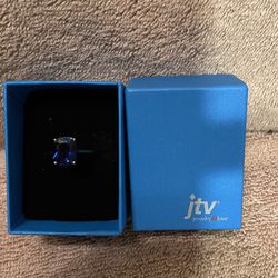 JTV Lab Created Blue Sapphire Rhodium Over Sterling Silver Ring