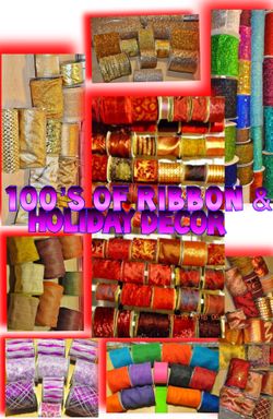 Tons of brand new ribbon and holiday decor