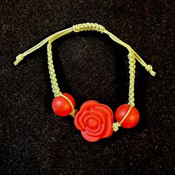 Handmade Adjustable Red Rose Bracelet