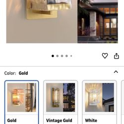 Gold Outdoor Wall Sconce with Seeded Glass Shade - Waterproof Modern Exterior Light Fixture, E26 Socket Porch Lighting for Garage, Front Door, Patio