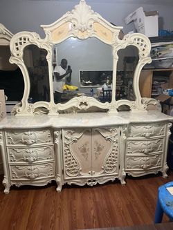 Acme Versailles Dresser with mirror, Headboard.