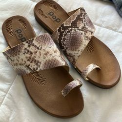 NWT POP comfort fit slides sandals snakeskin animal print classic