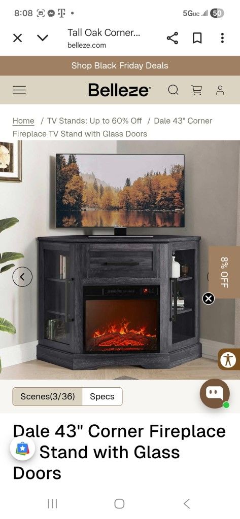 Tv Stan W/fire Place