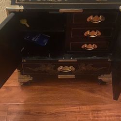 Chinese Vintage Black Lacker Cabinet 