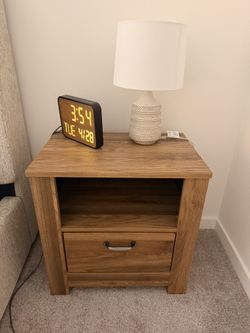 bedside table with lamp
