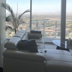 Free Italian Natural Leather Sectional