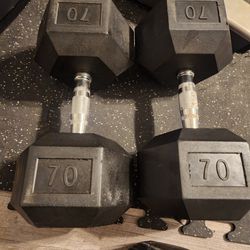 Weights Dumbbells 70s Pair Rubber Hex